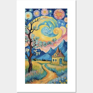 Ethereal Nocturne: Van Gogh-Inspired Landscape Posters and Art